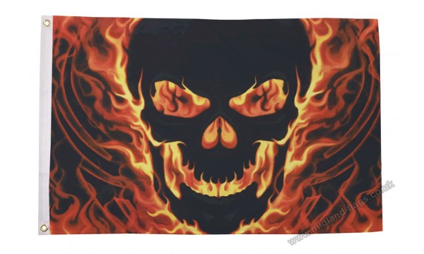 Skull with Fire Flag